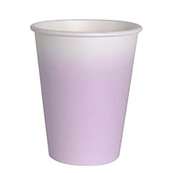 Vasos lavanda degrade cartón encerado Compostables 255 ml, Pack 8 u.