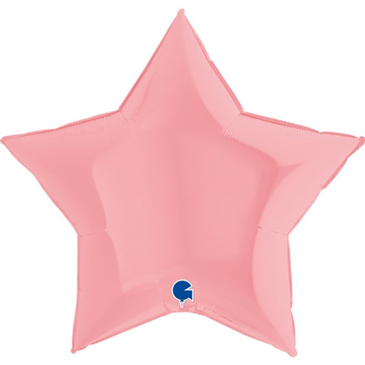 Globo Estrella Rosa mate grande, 90 cm