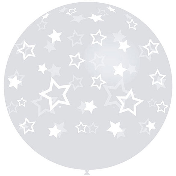 Globo de látex transparente con estrellas 91,00 cm. 1 u.
