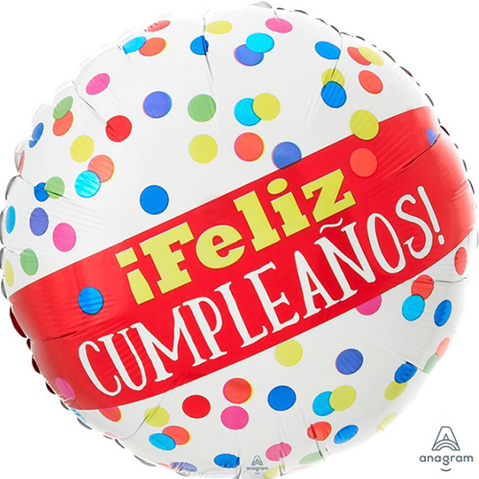 Globo Feliz Cumpleaños franja roja