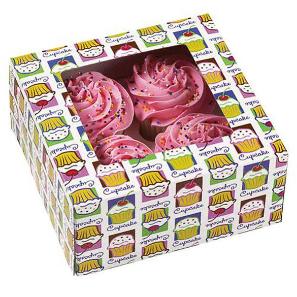 Cajas para 4 Cupcakes con ventana, Pack 3 u.