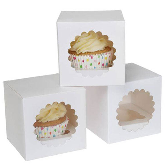 Cajas para 1 Cupcake con ventana, Pack 3 u.