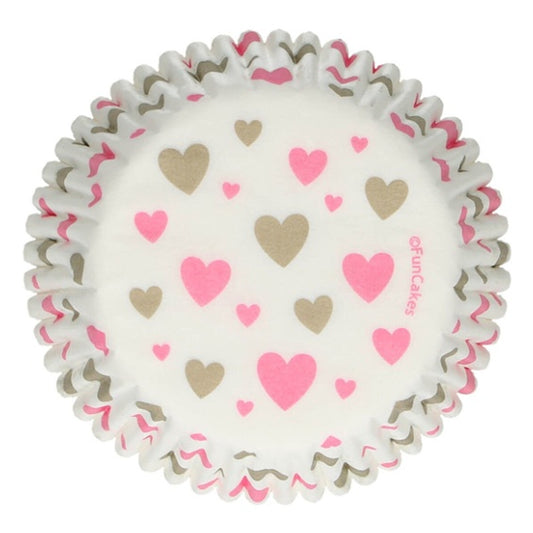 Cápsulas cupcakes corazones FunCakes, Pack 48 u.