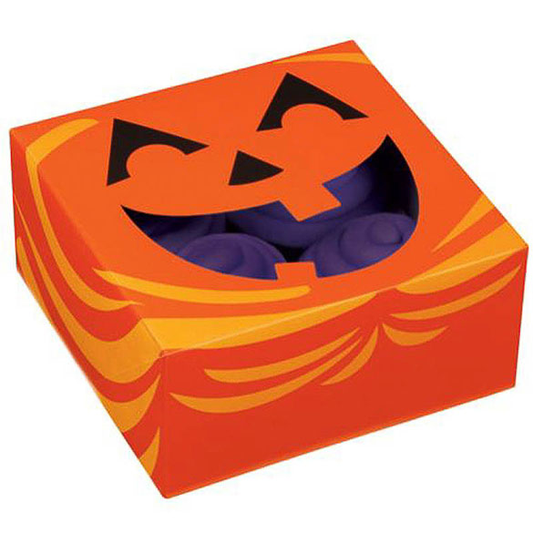 Cajas para 4 Cupcakes Jack-O-Lantern, Pack 3 u.