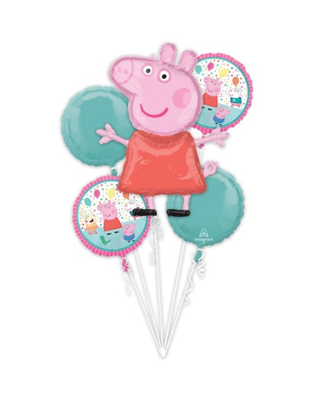 Ramo de 5 globos metálicos Peppa Pig