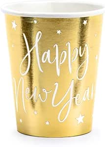 Vasos -Happy New Year- dorados - pack 6 uds.