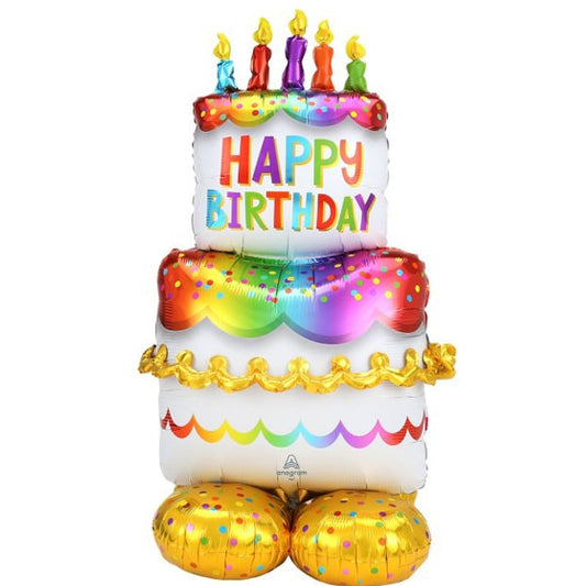 Globo AIRLOONZ Tarta Happy Birthday para aire