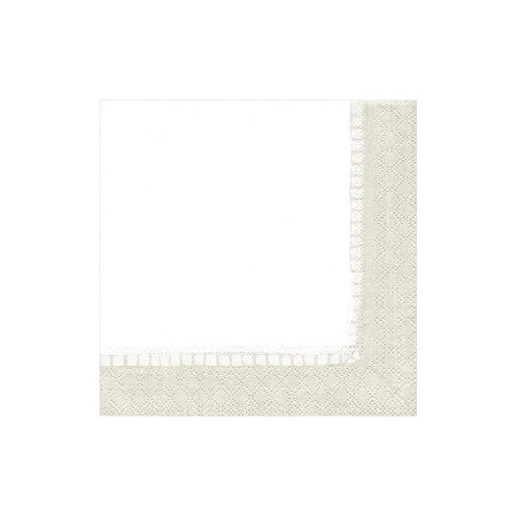 Servilletas borde de lino beige 25 x 25 cm, Pack 20 u.