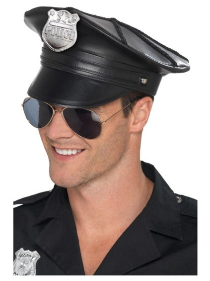 Gorra policía Negra, imitación cuero