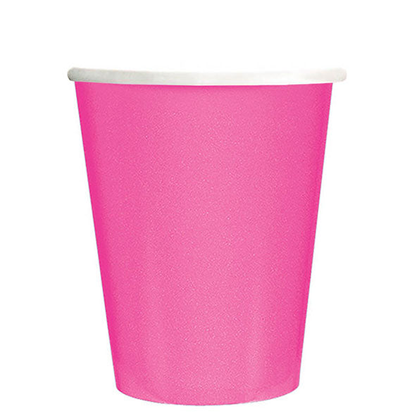 Vasos Magenta cartón encerado 266 ml, Pack 8 u.