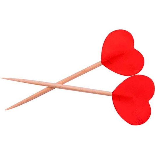 Pinchos decorativos corazones rojos, Pack 50 u