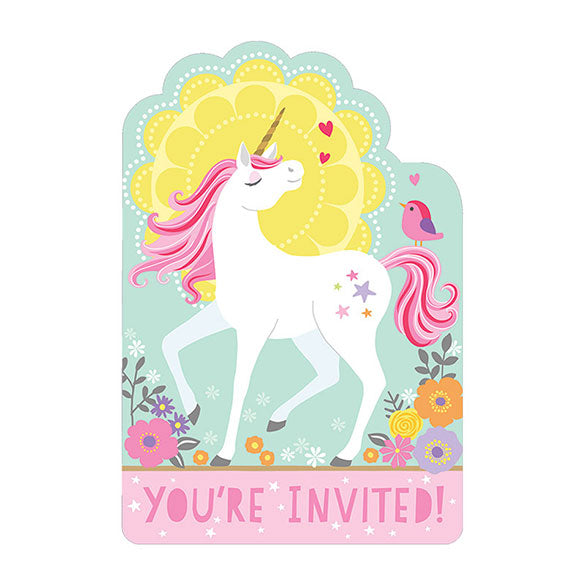 Invitaciones cumpleaños Unicornio, Pack 8 u.