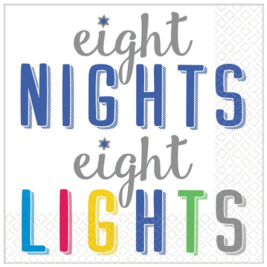 Servilletas Hanukkah modelo Eight Night Eight Light 25 x 25 cm, Pack 16 u.