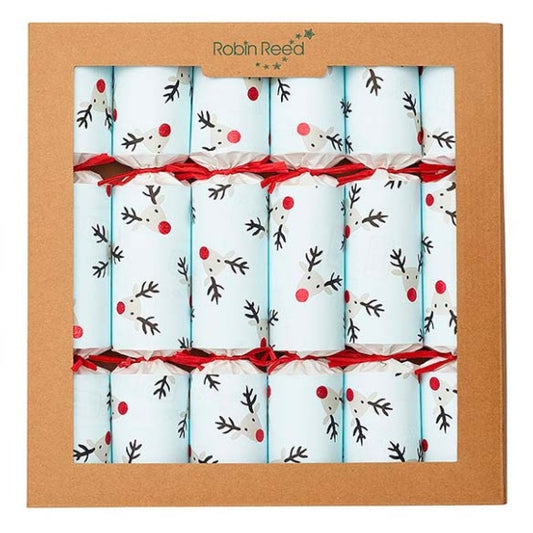 Recyclable Fun Reindeer Christmas Crackers. 30 cm, Pack 6 u.