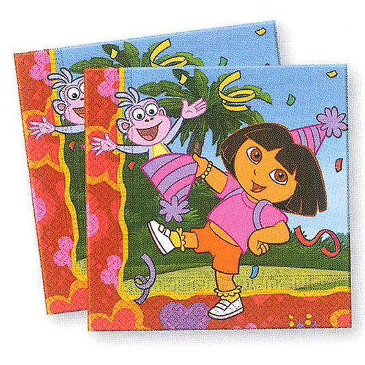 Servilleta Dora la Exploradora 33 x 33 cm, Pack 20 u.