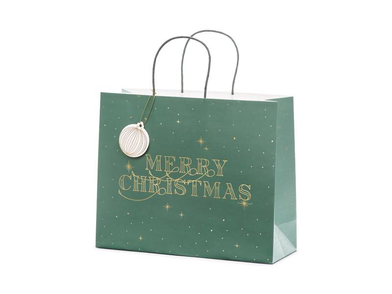 Bolsa de regalo verde -Merry Christmas- 