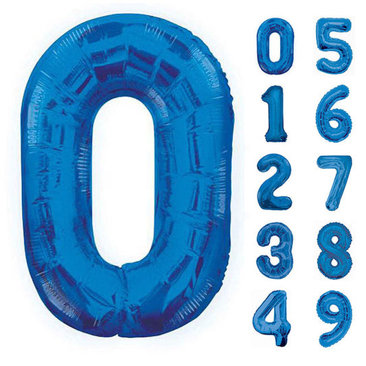 Globos con formas de números azules