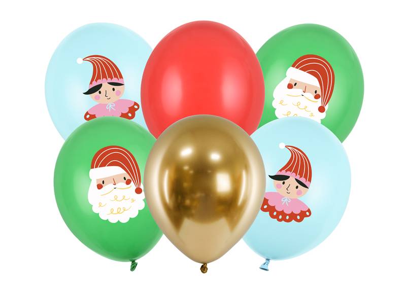 Globos de látex Papá Noel - pack 6 uds.