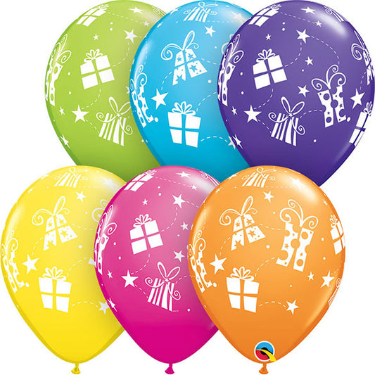 Globos de látex colores surtidos con regalos. Pack 10 u.