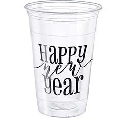 Vasos Happy New Year plástico 473 ml, Pack 8 u.