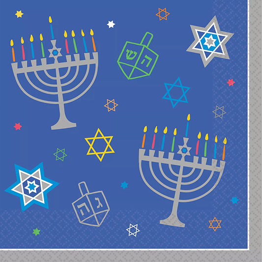 Servilletas modelo Hanukkah modelo candelabro 33 x 33 cm, Pack 36 u.