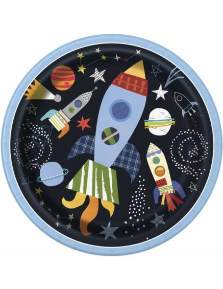 Platos cohete Space Party 23 cm, Pack 8 u.