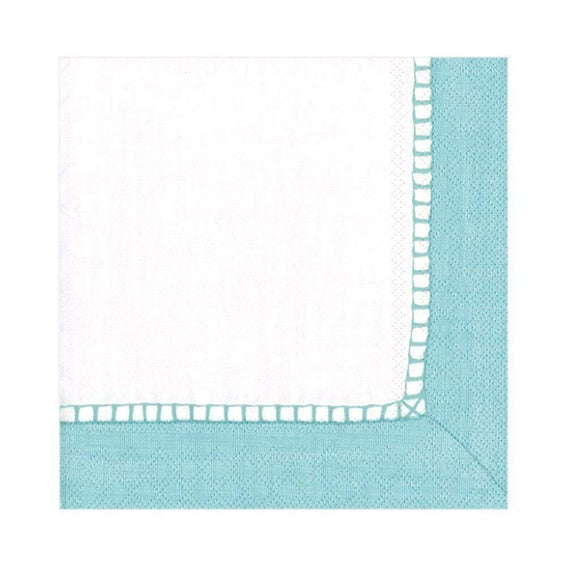 Servilletas borde de lino celeste 33 x 33 cm, Pack 20 u.