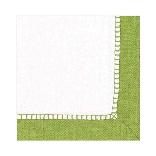 Servilletas borde de lino verde musgo 33 x 33 cm, Pack 20 u.