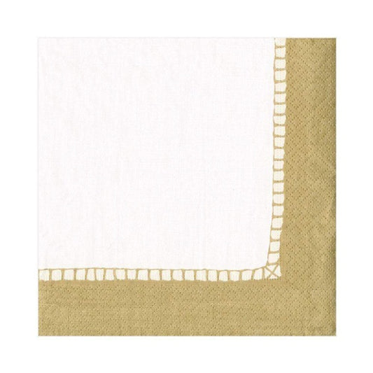 Servilletas borde de lino oro 33 x 33 cm, Pack 20 u.