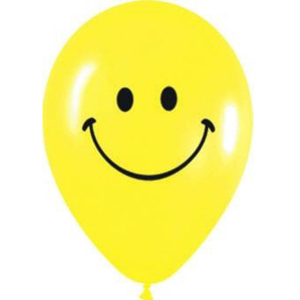 Globos de látex Smile o Sonrisitas amarillos. Pack 12 u.