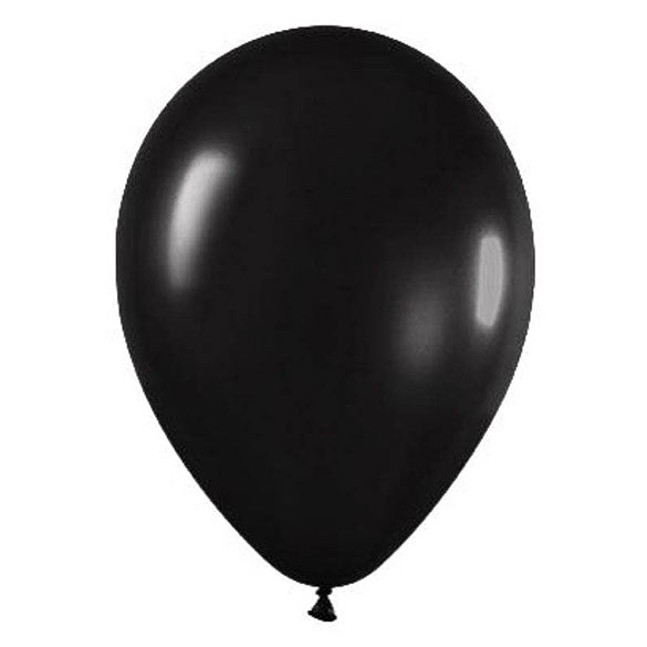 Globos de látex Negros Metalizados lisos 30 cm. Pack 50 u.