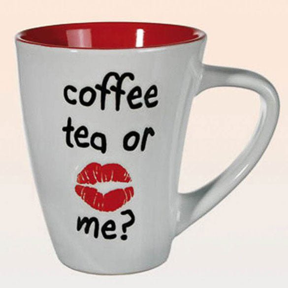 Taza bicolor Coffe, tea or me? blanca y roja