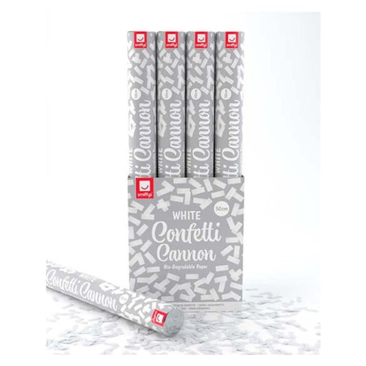 Lanzador de confeti blanco biodegradable 50 cm