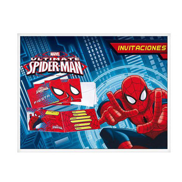Invitaciones cumpleaños Spiderman, Pack 6 u.