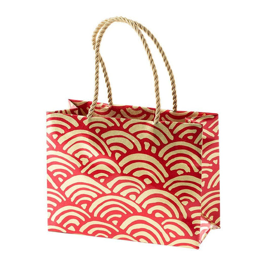 Bolsa de regalo roja y dorada pequeña