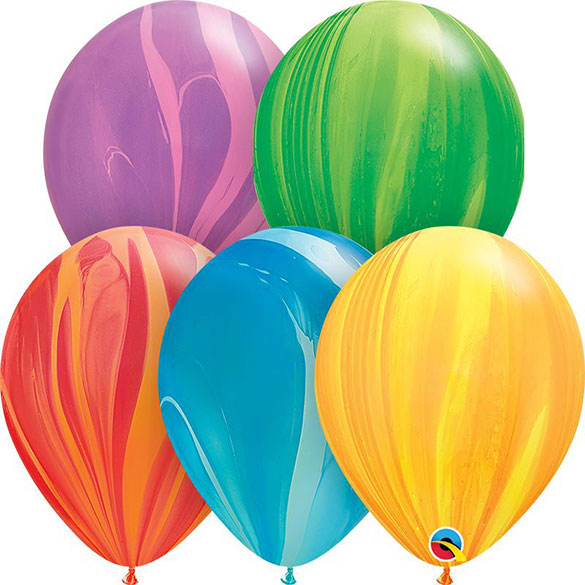 Globos de látex colores surtidos marmolados, Pack 5 u.