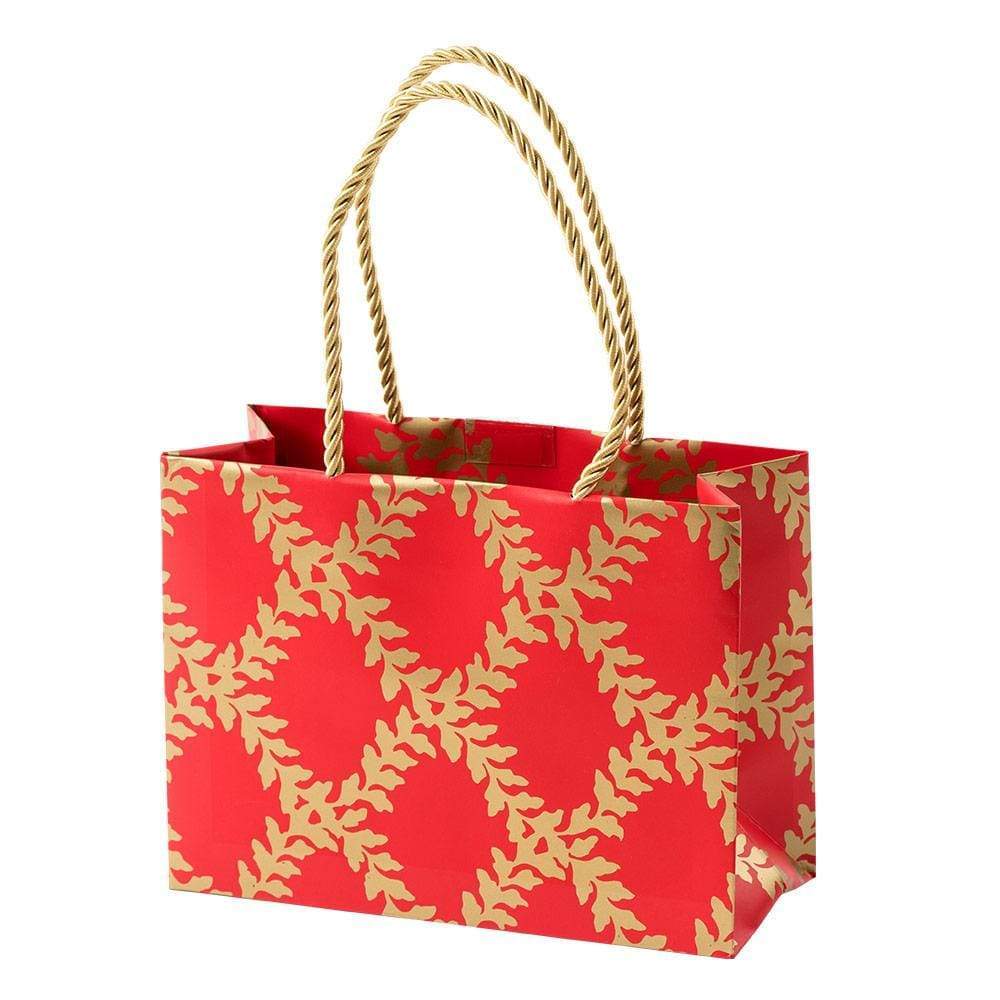 Bolsa de regalo hojas roja y dorada pequeña