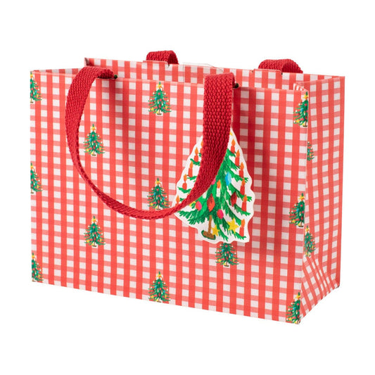 Bolsa de regalo vichy y arbolitos pequeña