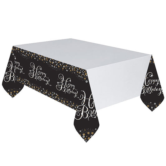 Mantel Happy Birthday Sparkling 260 x 137 cm plástico, Pack 1 u.