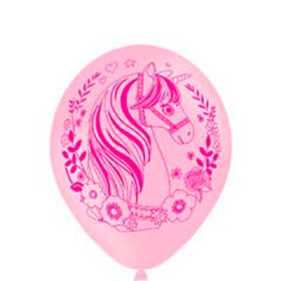 Globos de látex Unicornio rosas, Pack 6 u.