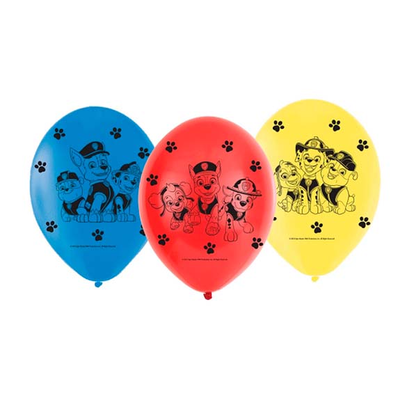 Globos de látex Patrulla Canina, Pack 6 u.