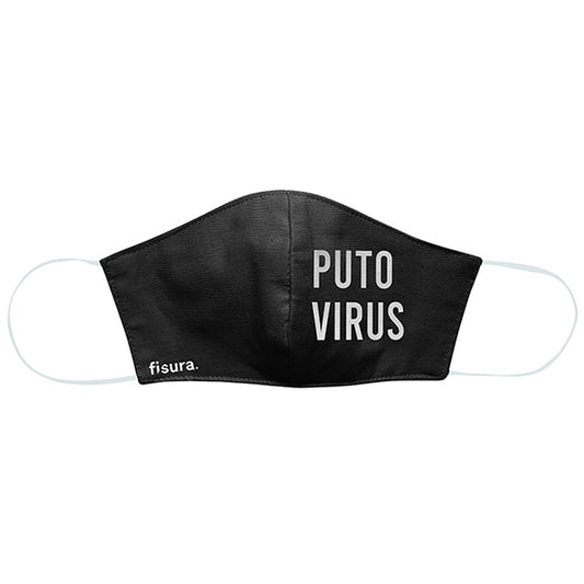Mascarilla higiénica reutilizable diseño negra Puto Virus
