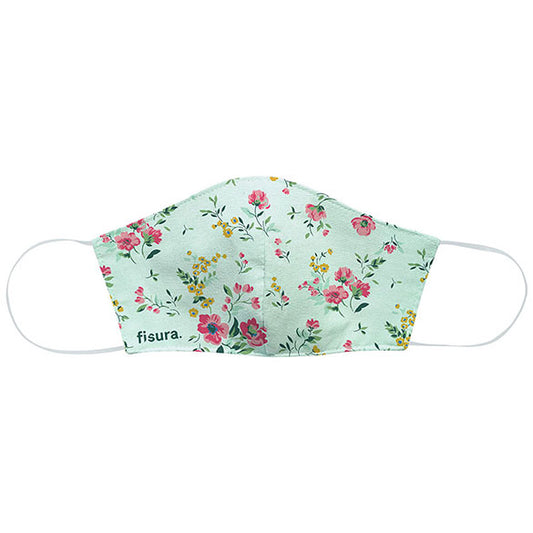 Mascarilla higiénica reutilizable diseño verde flores silvestres