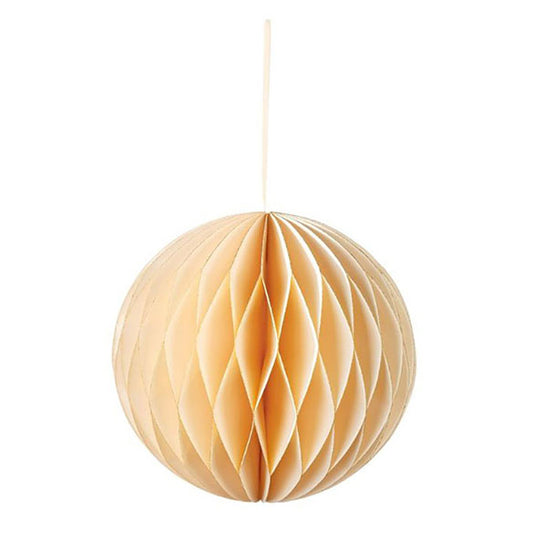 Decoración bola nido de abeja redonda de color beige 15 cm, Pack 1 u.