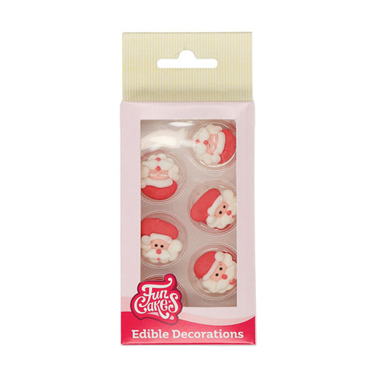 Decoración de azúcar comestible Santa Claus FunCackes, Pack 12 u.