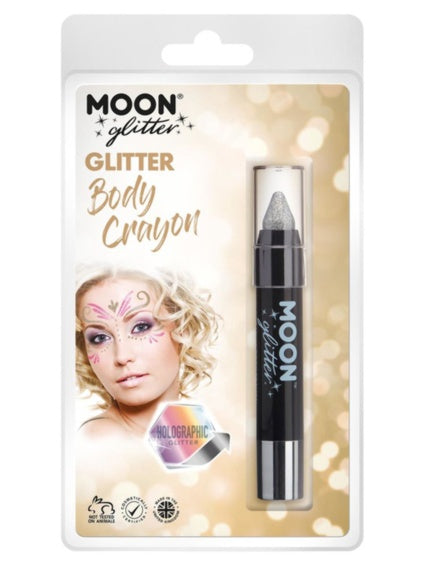 Maquillaje Crayon cara y cuerpo plata holográfica