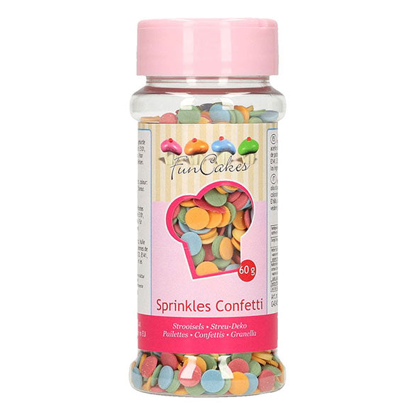 Decoración de azúcar comestible confeti colores pastel, FunCakes