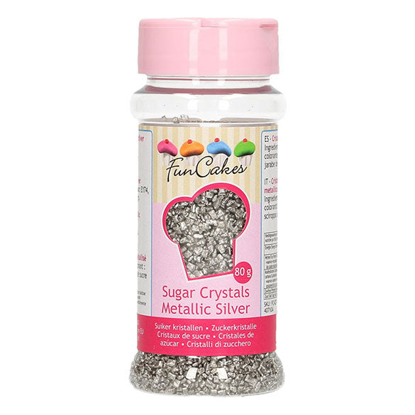 Azúcar de color plata metalizada para decorar FunCakes, 80 gr.