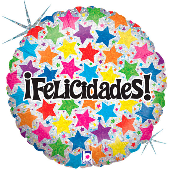 Globo Felicidades holográfico estrellas