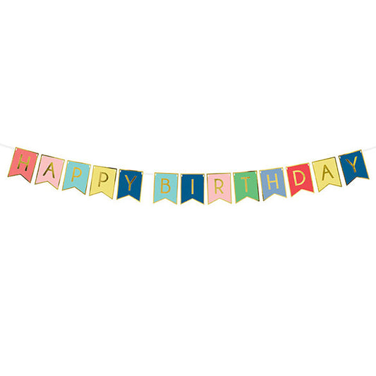 Guirnalda banderines Happy Birthday de colores